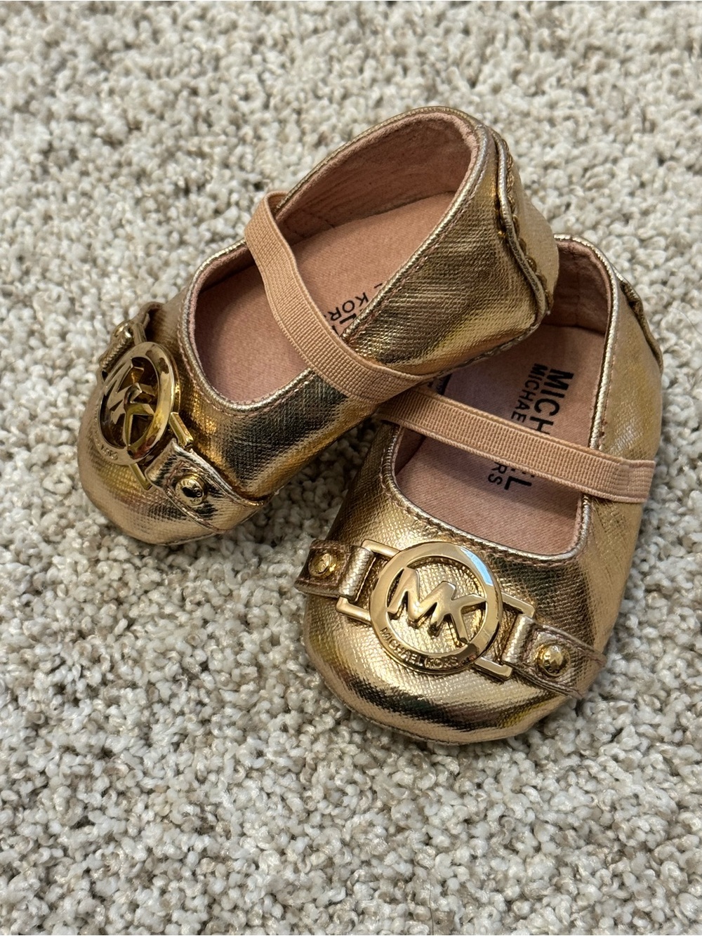 Michael Kors Kids Metallic Gold Mary Jane Flats